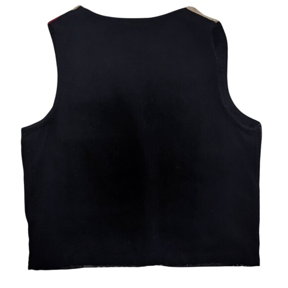 Vintage Christmas Patchwork Vest Wool Reindeer Womens S Small Holiday Snowflakes - Picture 2 of 7